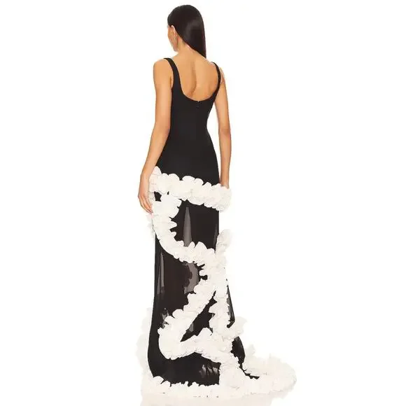 NBD Wisteria Gown Maxi Dress Ruffle Detail Formal Statement Party Gala Event XXS